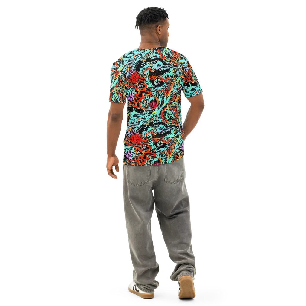 Neon Wildstyle on Men's Cotton Crew Neck T-Shirt — Back