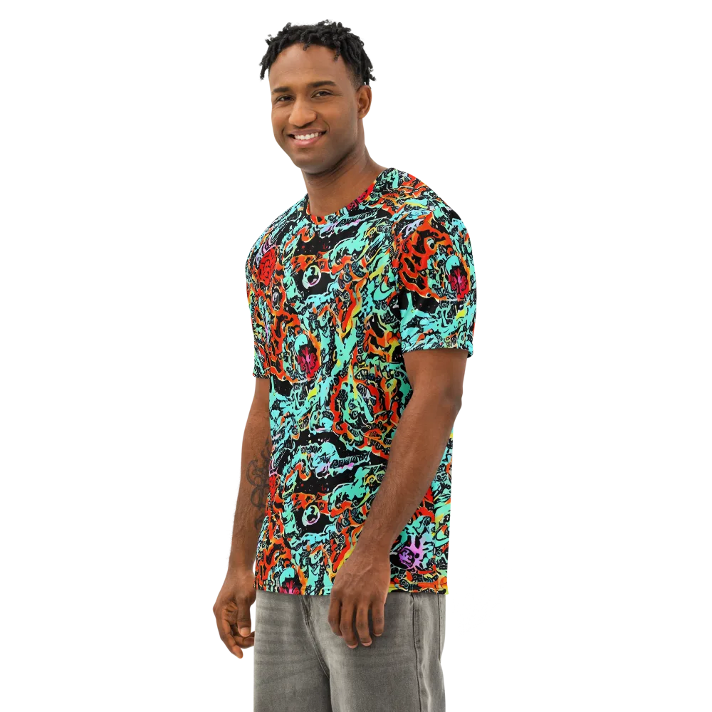 Neon Wildstyle on Men's Cotton Crew Neck T-Shirt — Left Front