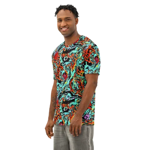 Neon Wildstyle on a Men's Cotton Crew Neck T-Shirt