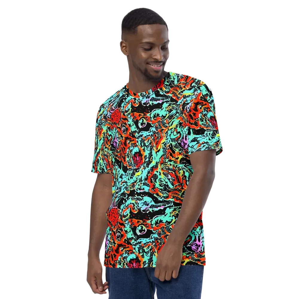 Neon Wildstyle on Men's Crew Neck T-Shirt — Left