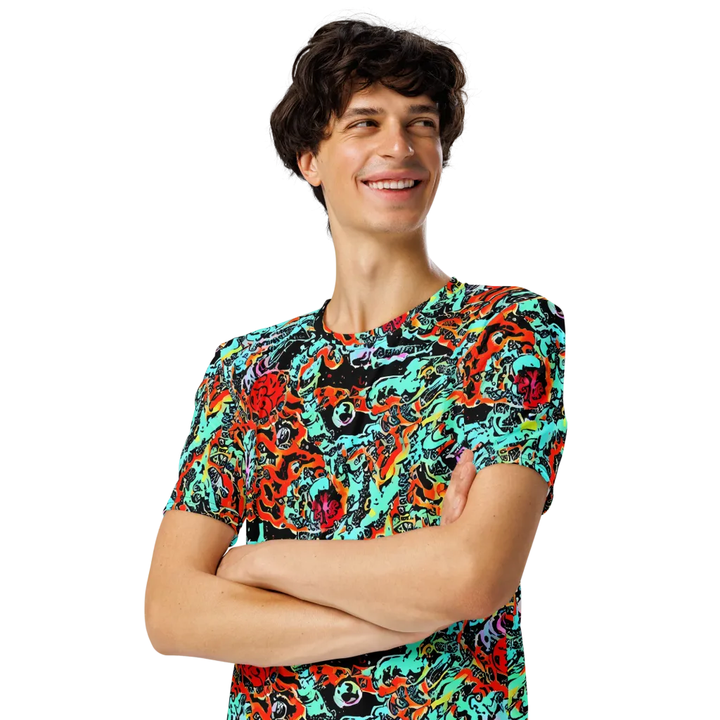 Neon Wildstyle on Men's Crew Neck T-Shirt — Left Front