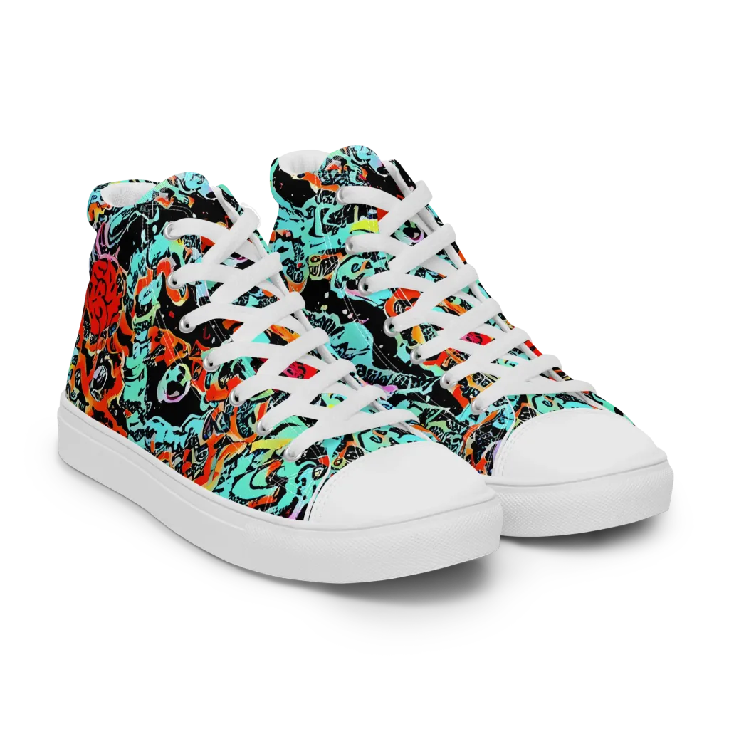 Neon Wildstyle on Men's High Top Canvas Shoes — Right Front