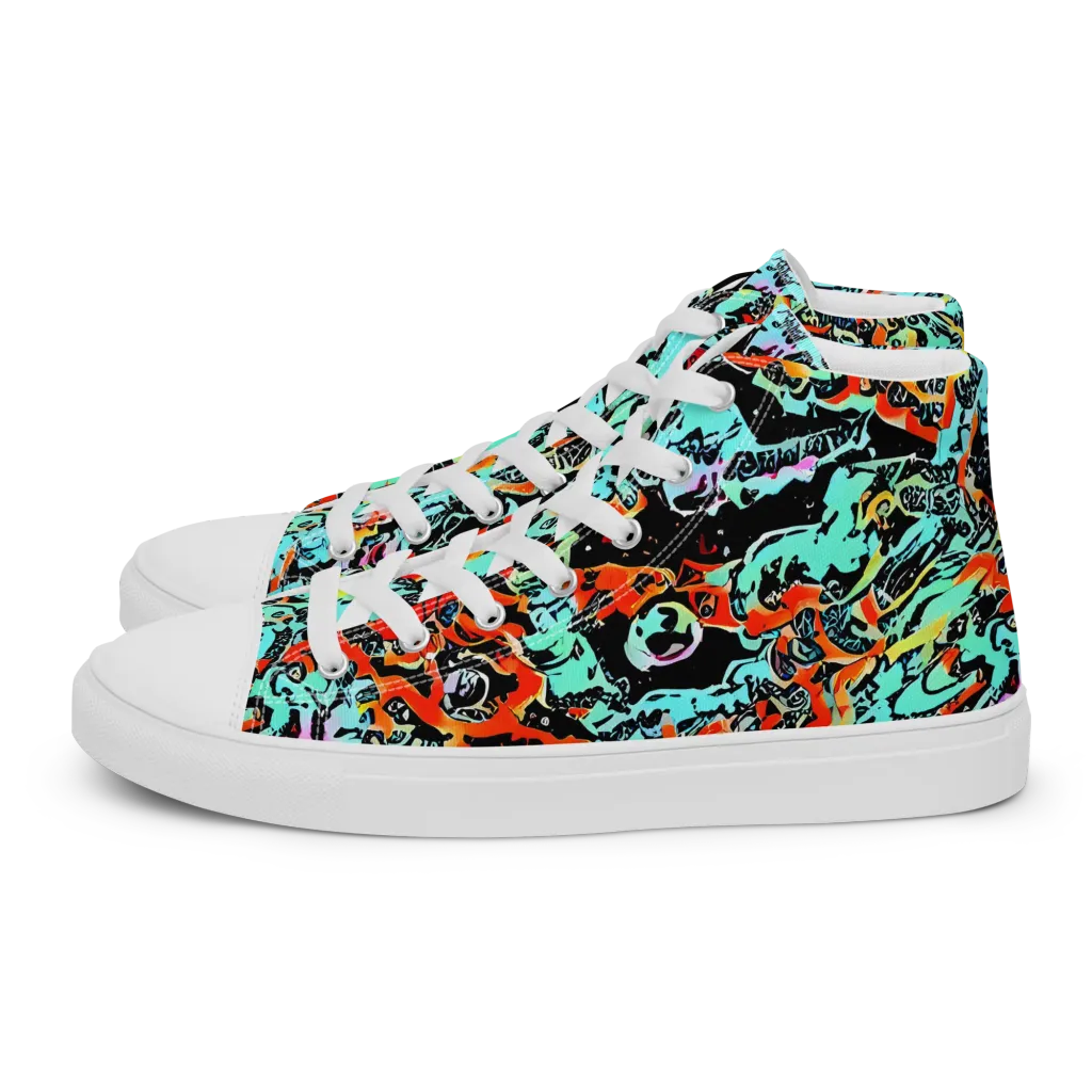 Neon Wildstyle on Men's High Top Canvas Shoes — Left