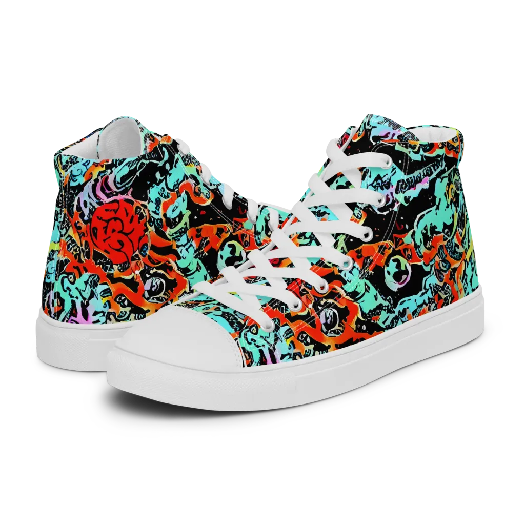 Neon Wildstyle on Men's High Top Canvas Shoes — Left