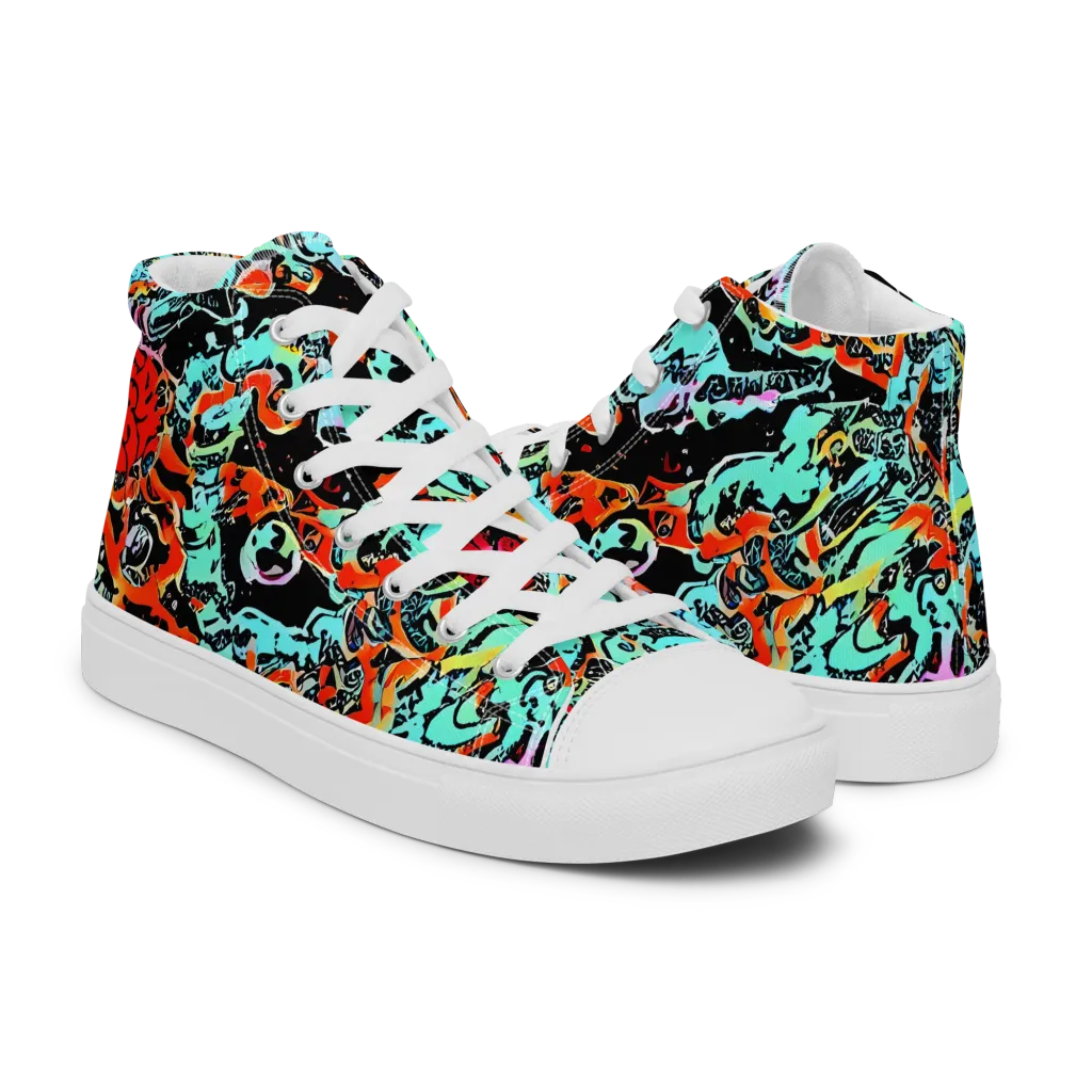 Neon Wildstyle on Men's High Top Canvas Shoes — Right