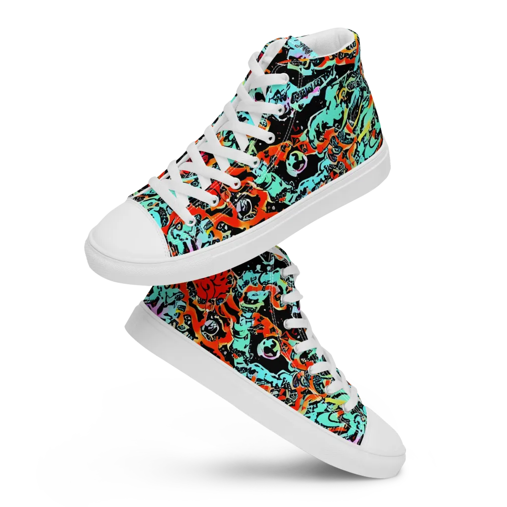 Neon Wildstyle on Men's High Top Canvas Shoes — Front