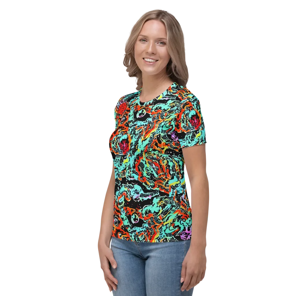 Neon Wildstyle on Women's Crew Neck T-Shirt — Left