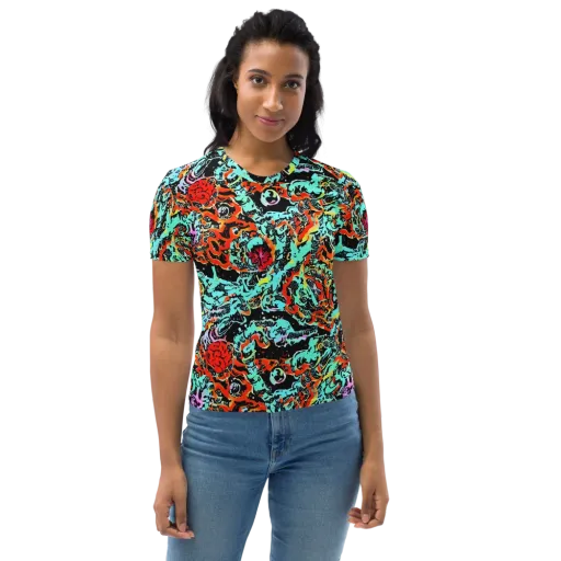 Neon Wildstyle on a Women's Crew Neck T-Shirt