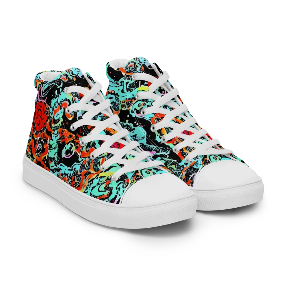 Neon Wildstyle on Women's High Top Canvas Shoes — Right Front