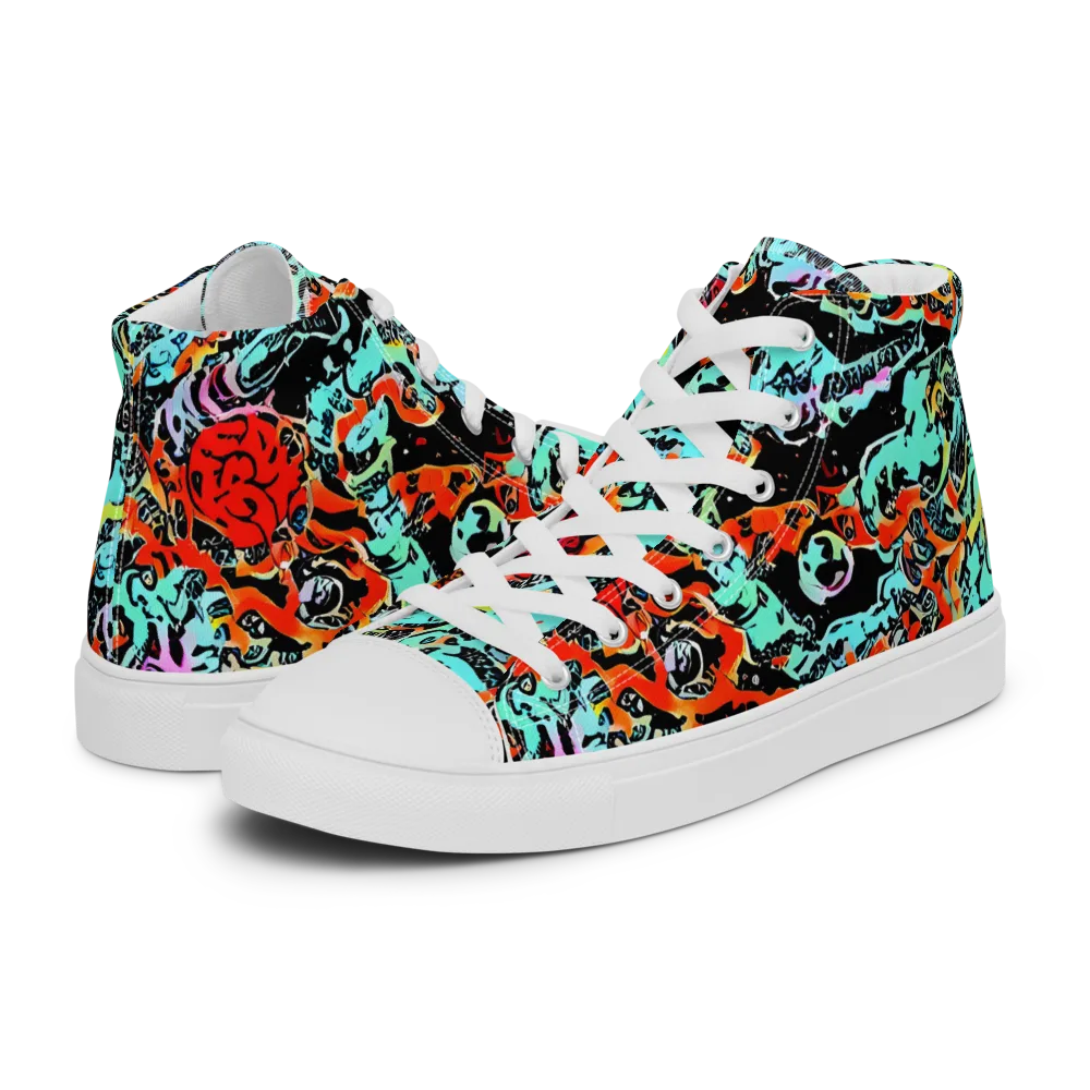 Neon Wildstyle on Women's High Top Canvas Shoes — Left