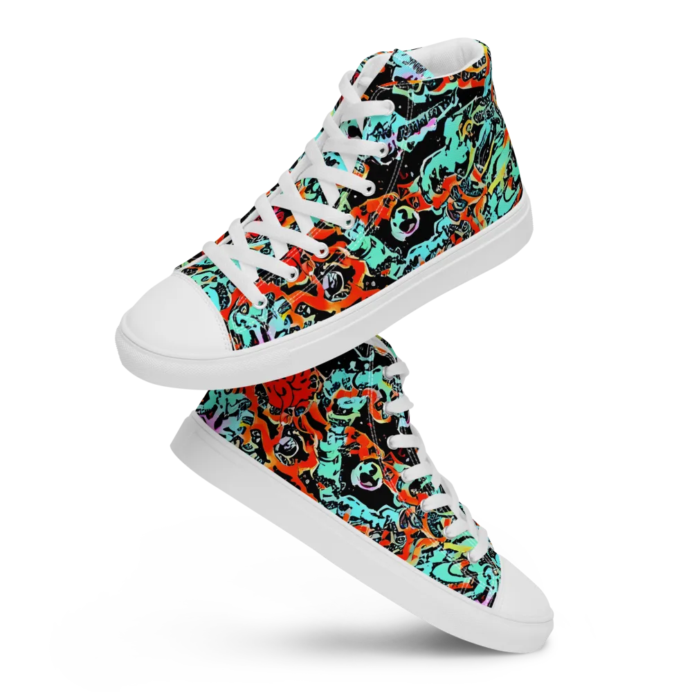 Neon Wildstyle on Women's High Top Canvas Shoes — Front