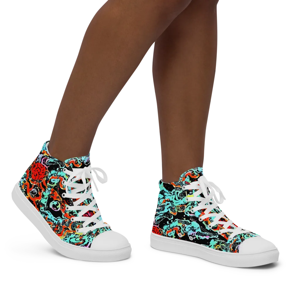 Neon Wildstyle on Women's High Top Canvas Shoes — Right