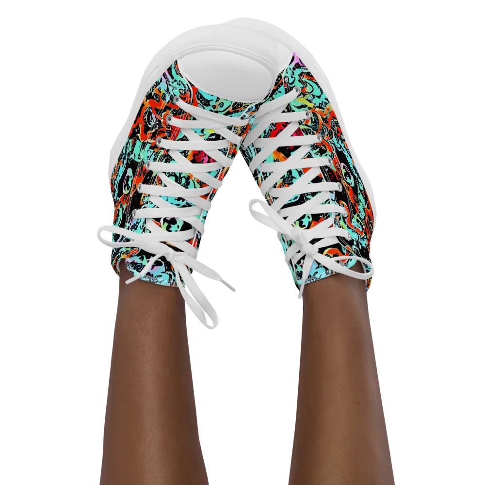 Neon Wildstyle on Women's High Top Canvas Shoes — Front