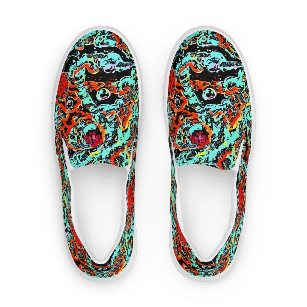 Neon Wildstyle on Men's Slip-On Canvas Shoes — Front