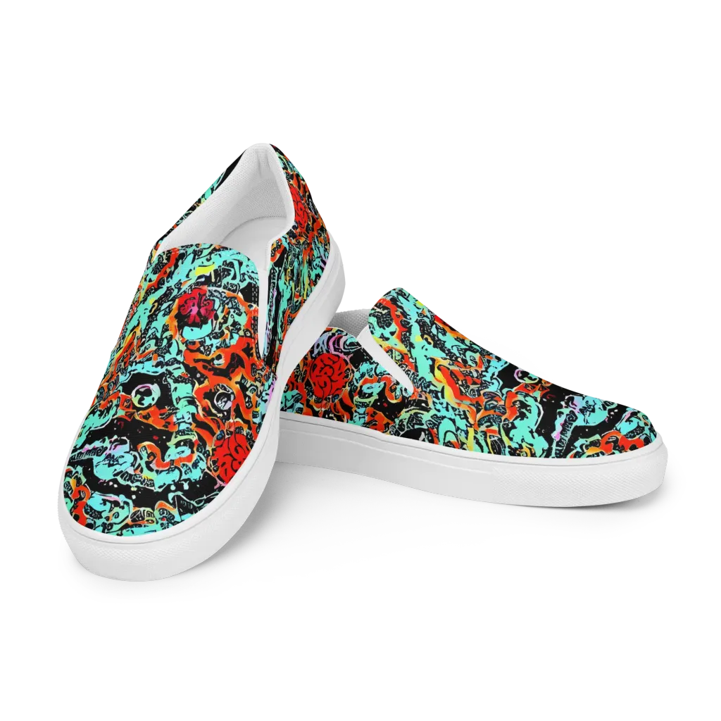 Neon Wildstyle on Men's Slip-On Canvas Shoes — Left Front
