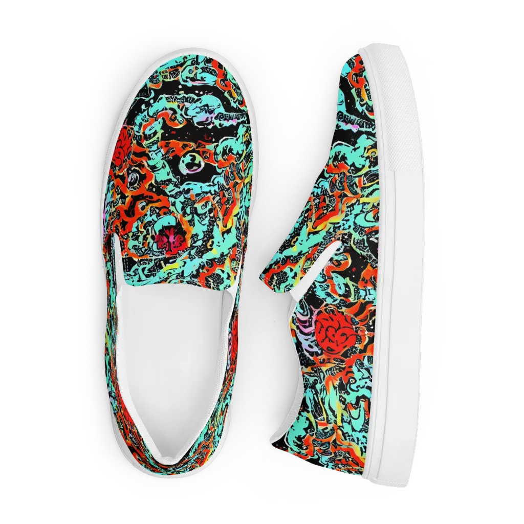 Neon Wildstyle on Men's Slip-On Canvas Shoes — Front