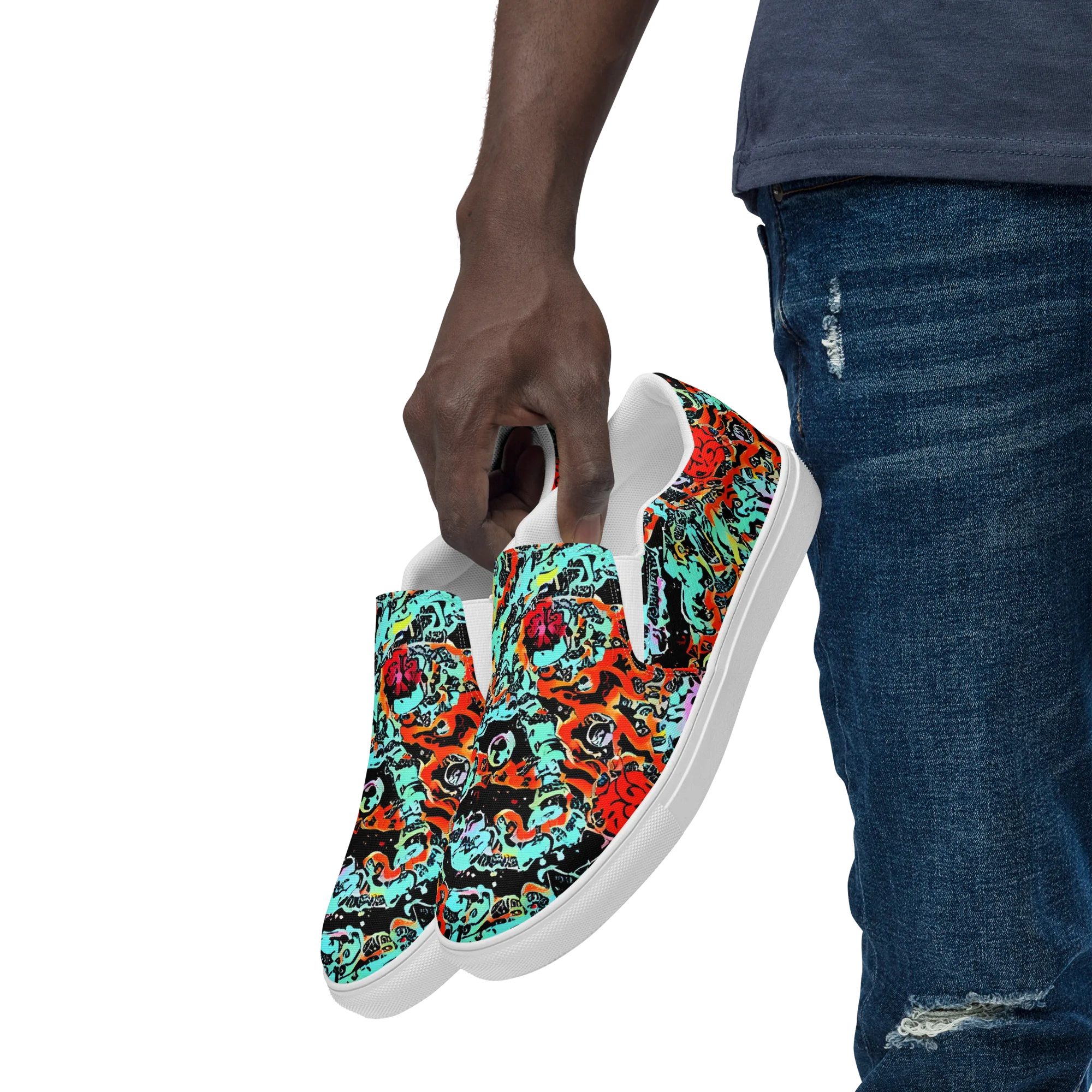 Neon Wildstyle on Men's Slip-On Canvas Shoes — Left Front