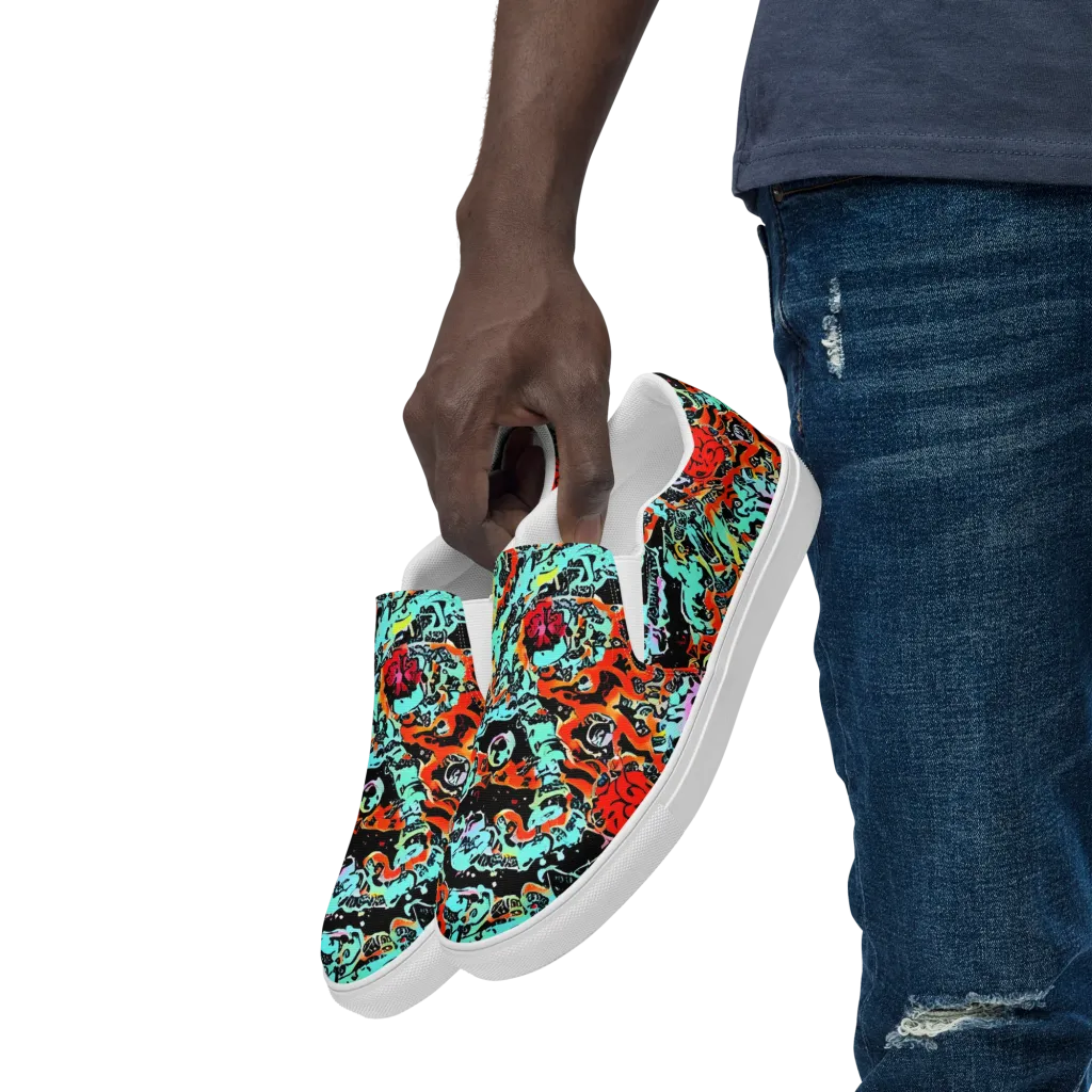 Neon Wildstyle on Men's Slip-On Canvas Shoes — Left Front