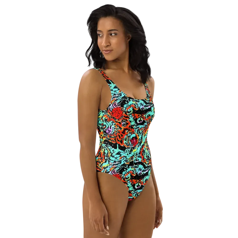 Neon Wildstyle on One-Piece Swimsuit — Right