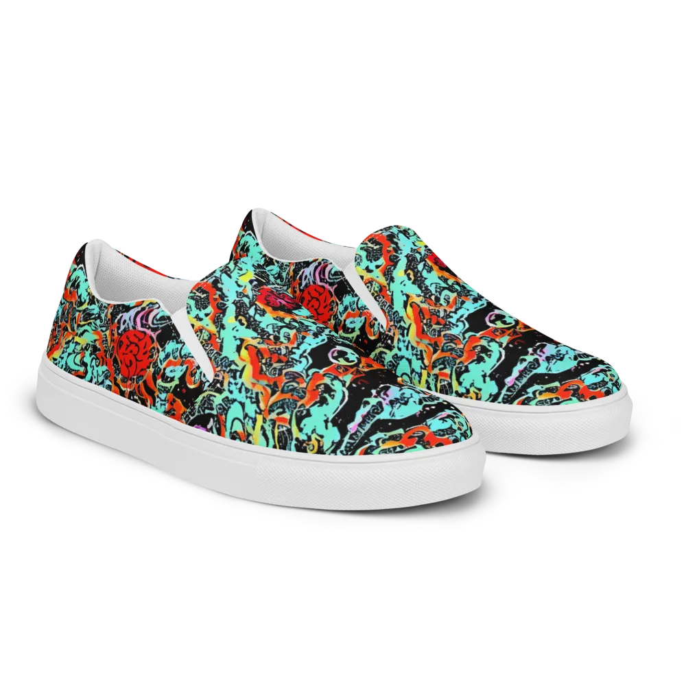 Neon Wildstyle on Women's Slip-On Canvas Shoes — Right Front