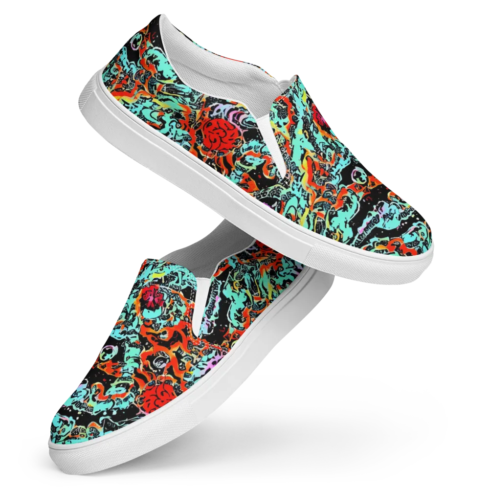 Neon Wildstyle on Women's Slip-On Canvas Shoes — Front