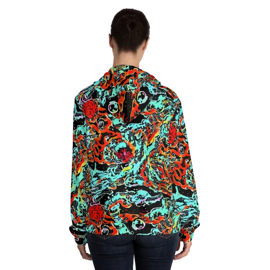 Neon Wildstyle on Women's Full-Zip Hoodie — Back On Person