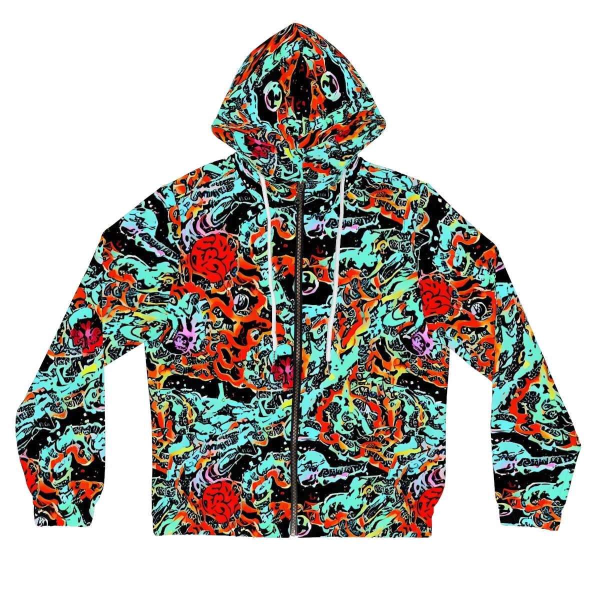 Neon Wildstyle on Women's Full-Zip Hoodie — Front