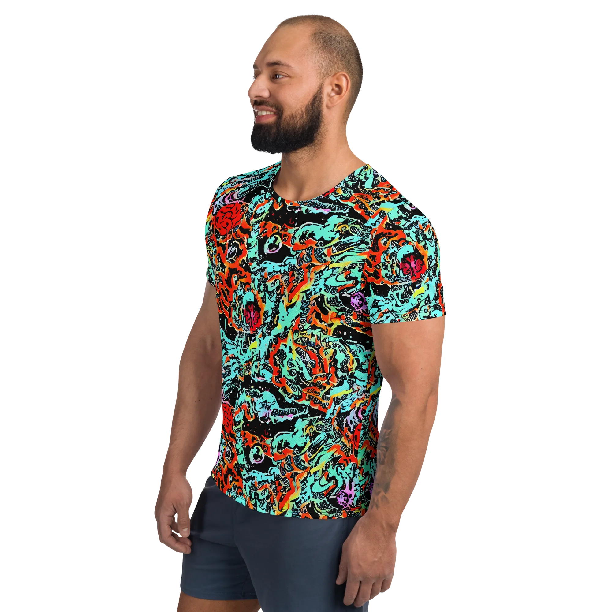 Neon Wildstyle on Men's Athletic T-Shirt — Left