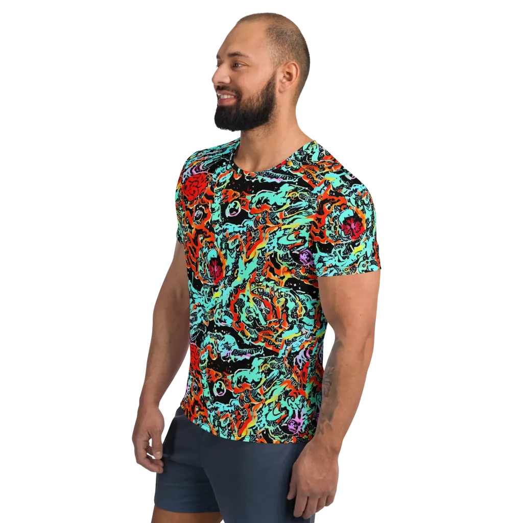 Neon Wildstyle on Men's Athletic T-Shirt — Left