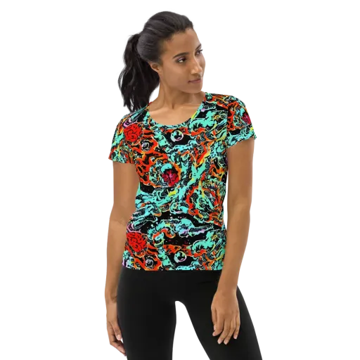 Neon Wildstyle on a Women's Athletic T-Shirt