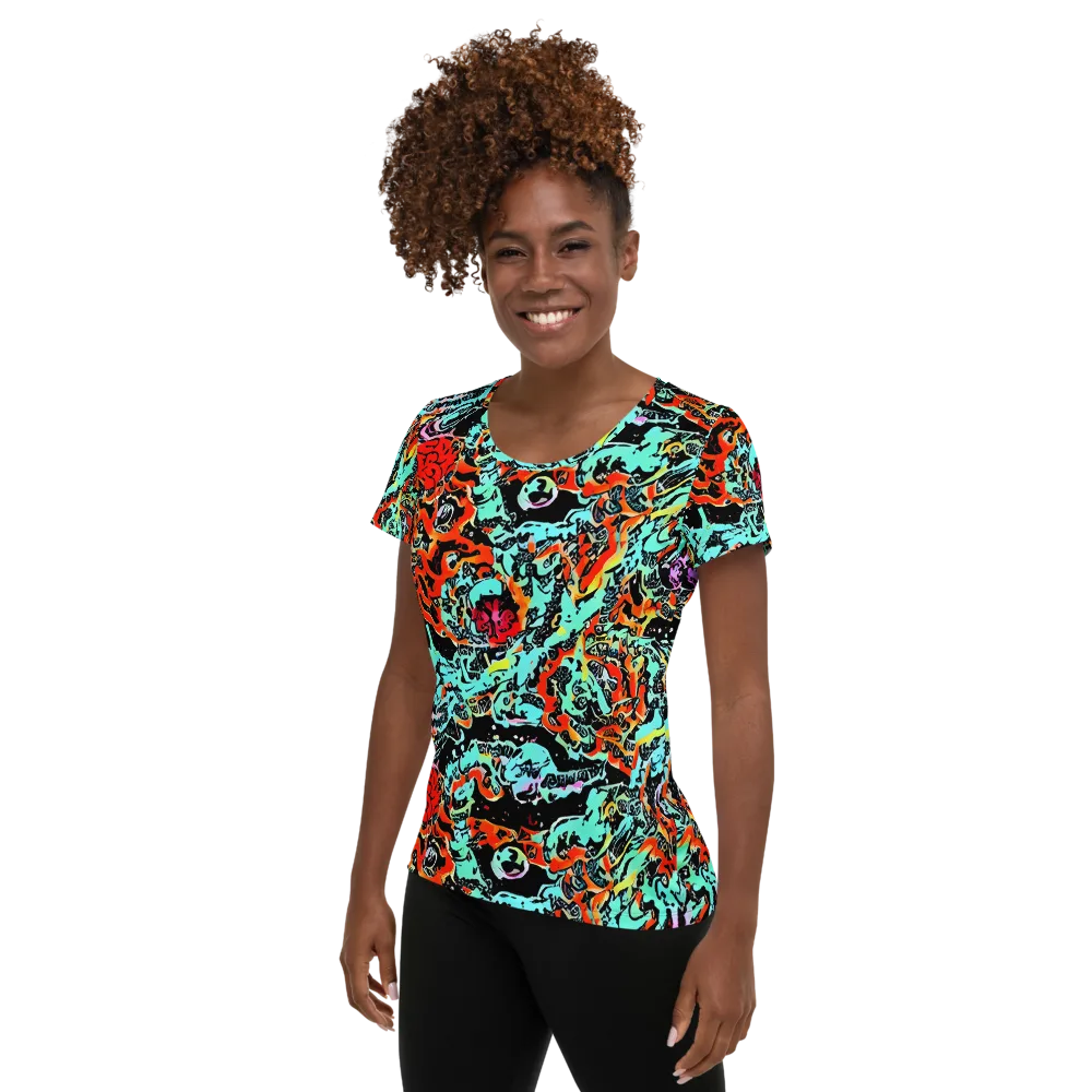 Neon Wildstyle on Women's Athletic T-Shirt — Left