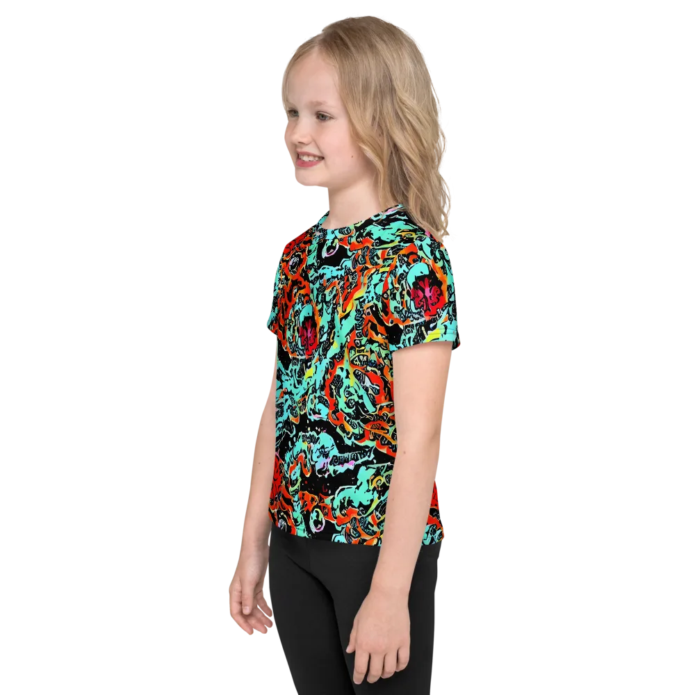 Neon Wildstyle on Kids Crew Neck T-Shirt — Left