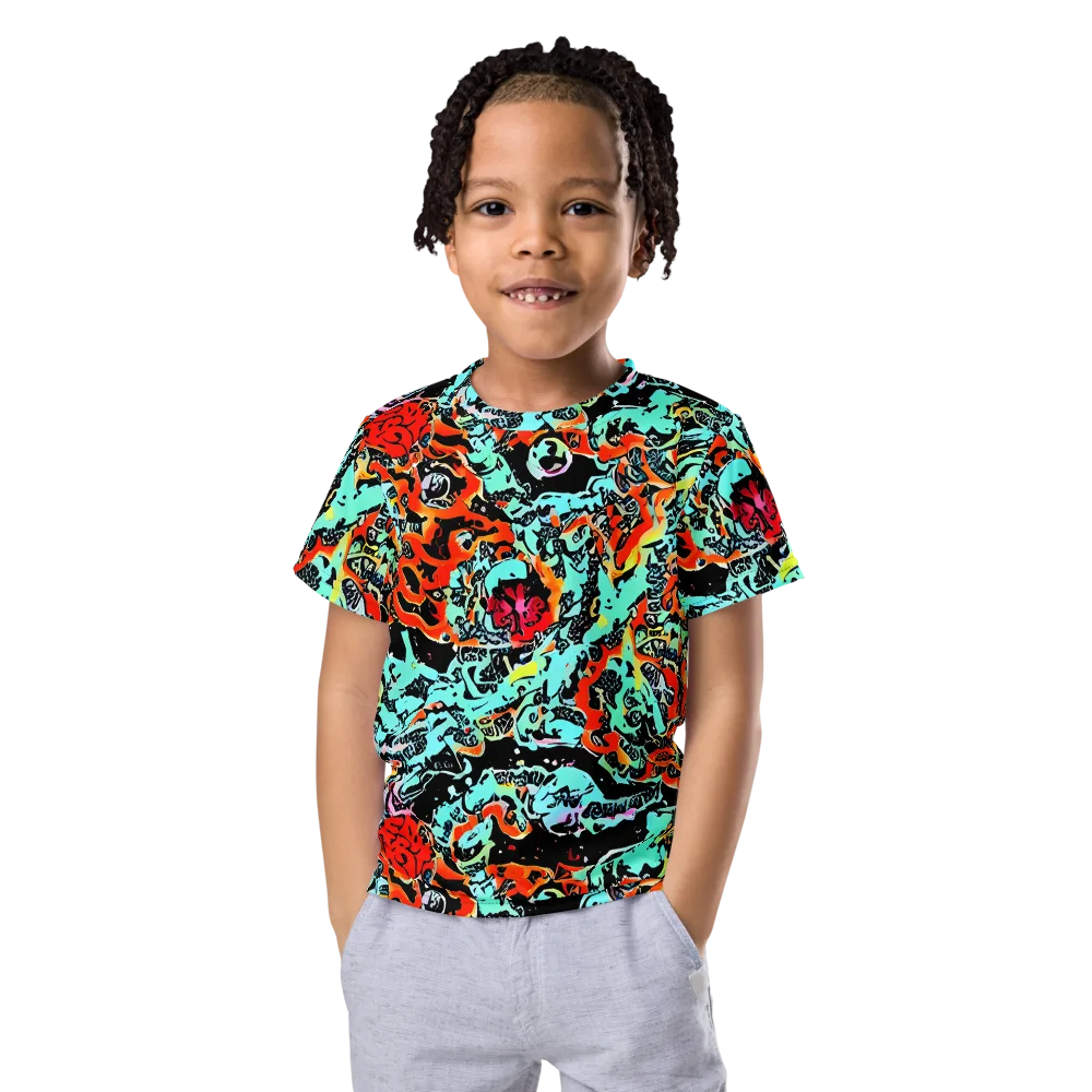 Neon Wildstyle on Kids Crew Neck T-Shirt — Front