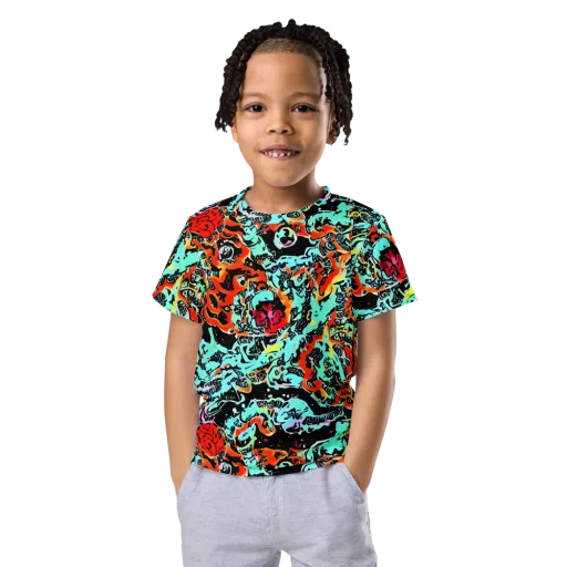 Neon Wildstyle on a Kids Crew Neck T-Shirt