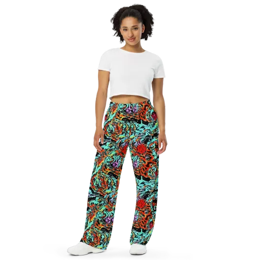 Neon Wildstyle on a Wide-Leg Pants