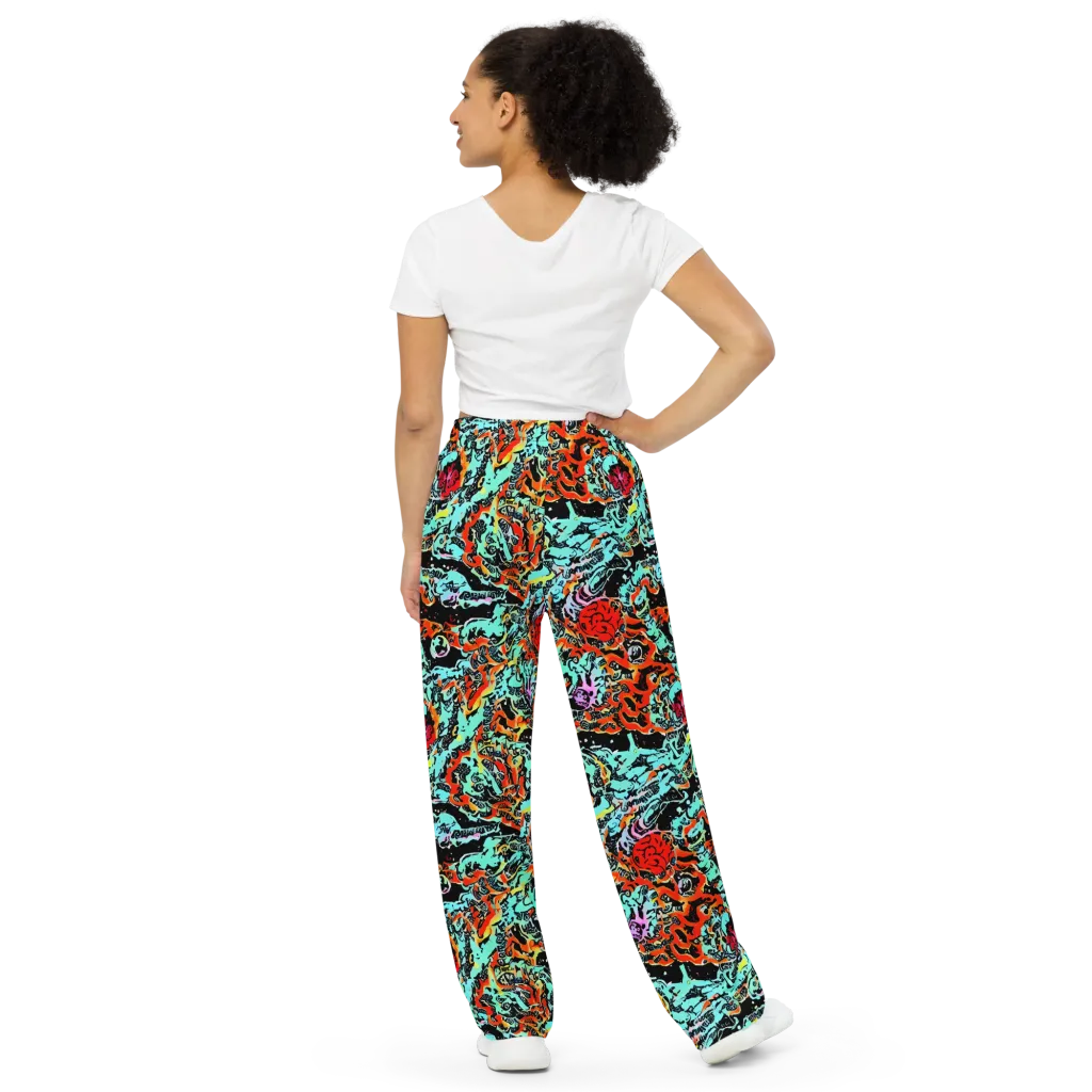 Neon Wildstyle on Wide-Leg Pants — Back