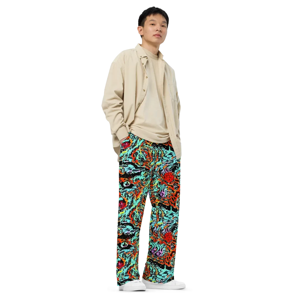 Neon Wildstyle on Wide-Leg Pants — Right Front