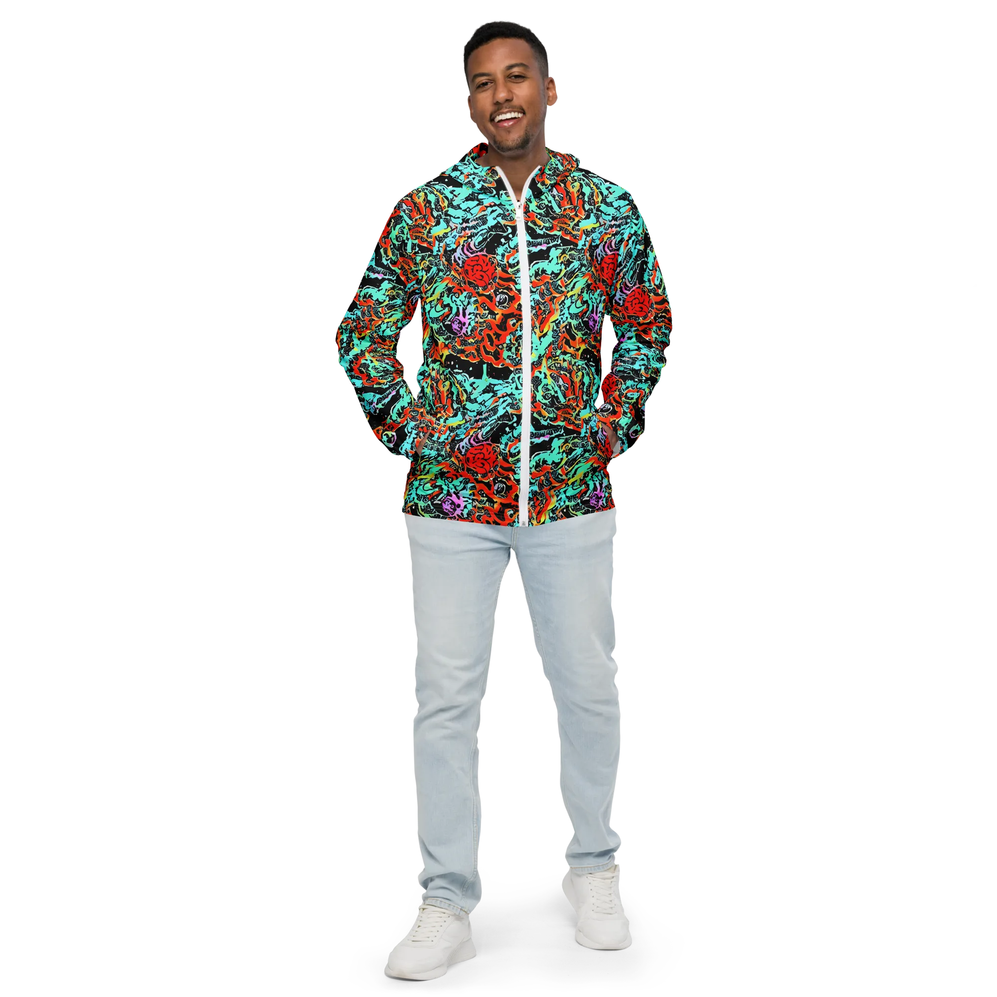 Neon Wildstyle on Men's Windbreaker — Front