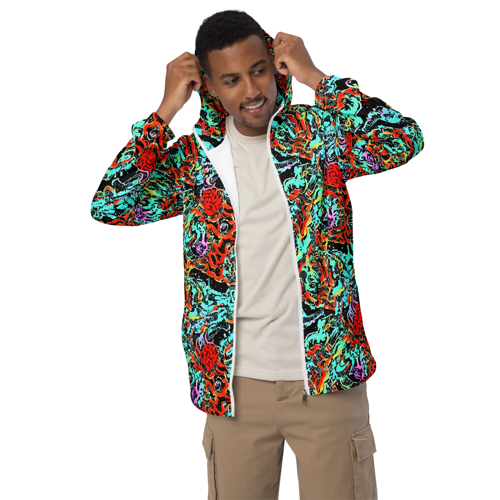 Neon Wildstyle on Men's Windbreaker — Front