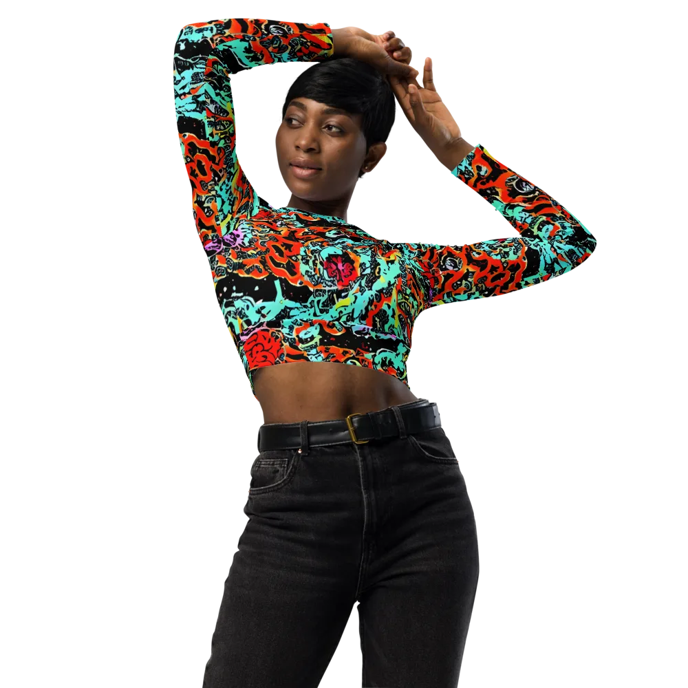 Neon Wildstyle on Long Sleeve Crop Top — Front