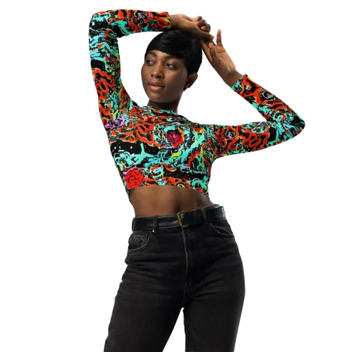 Neon Wildstyle on a Long Sleeve Crop Top