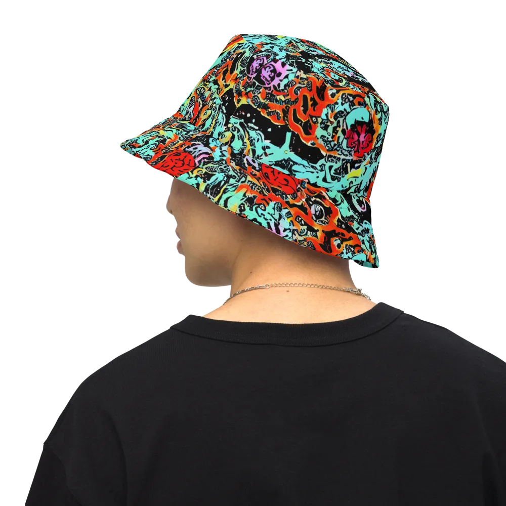 Neon Wildstyle on Reversible Bucket Hat — Back Inside