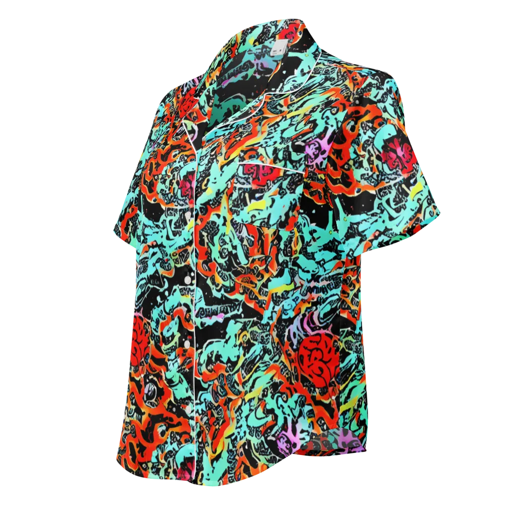 Neon Wildstyle on Women's Short Sleeve Pajama Top — Left Front