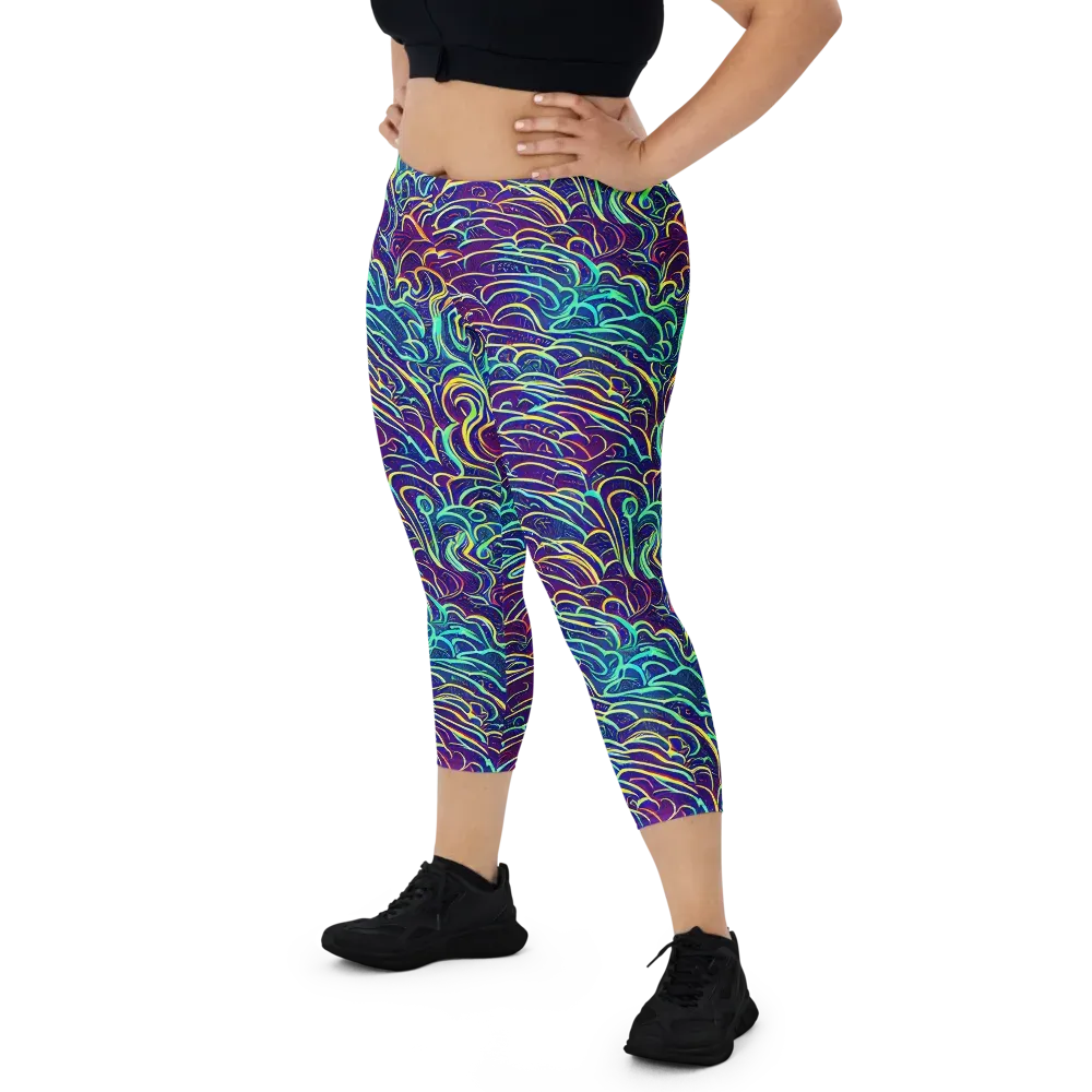 Cosmic Calligraphy on Capri Leggings — Front