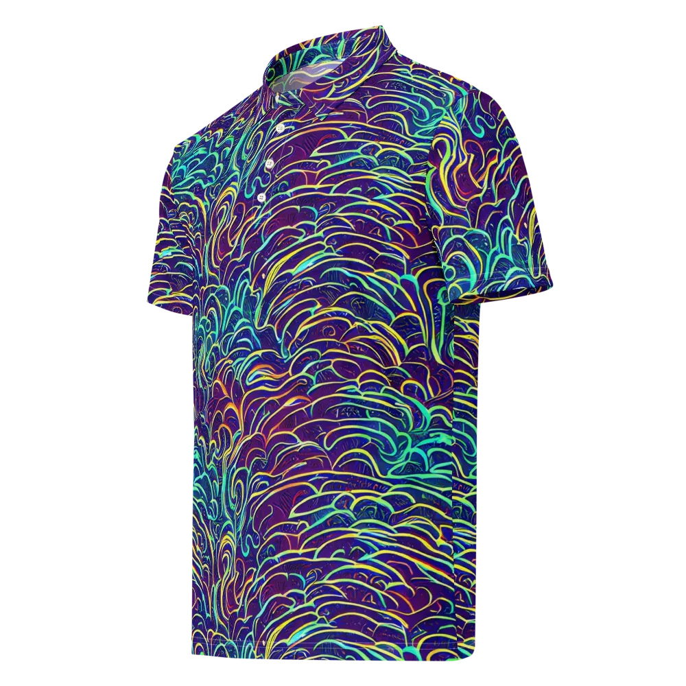 Cosmic Calligraphy on Men's Slim Fit Polo Shirt — Left Front