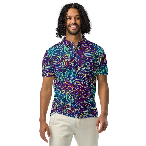 Cosmic Calligraphy on a Men's Slim Fit Polo Shirt