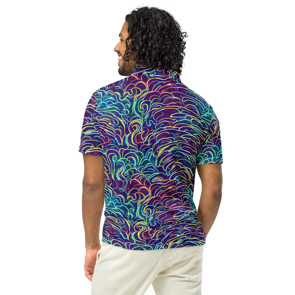 Cosmic Calligraphy on Men's Slim Fit Polo Shirt — Back