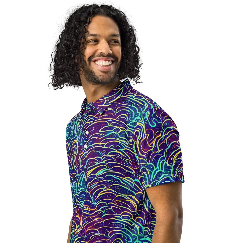 Cosmic Calligraphy on Men's Slim Fit Polo Shirt — Left Front