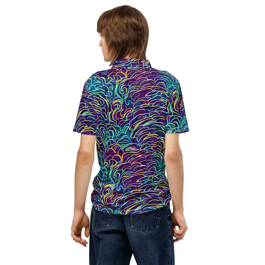 Cosmic Calligraphy on Men's Slim Fit Polo Shirt — Back
