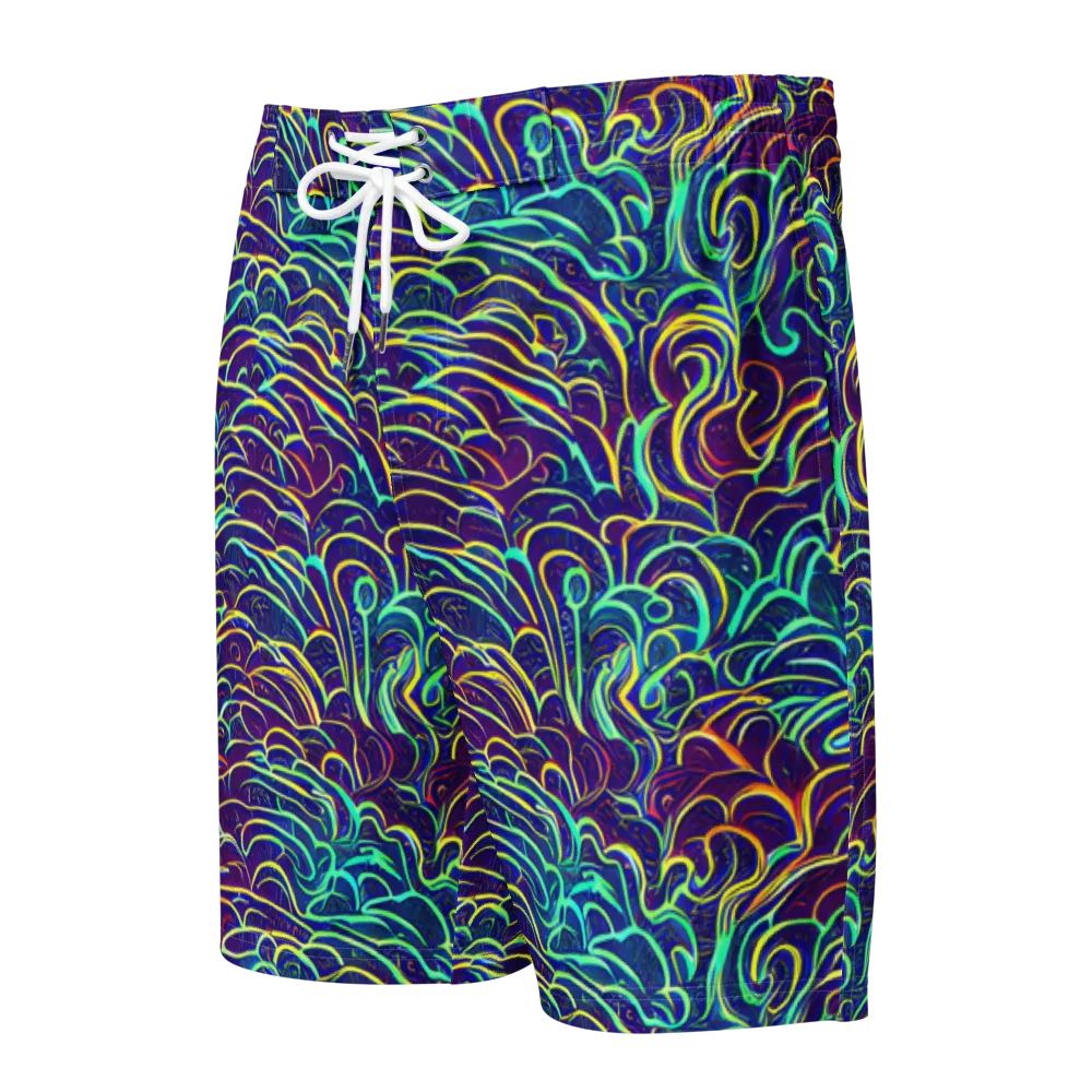 Cosmic Calligraphy on Men's Board Shorts — Front